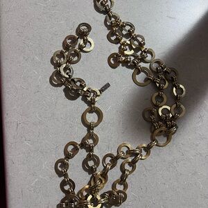 Vintage 1970s Yves Saint Laurent Gold Necklace with Interlinked Circular Design